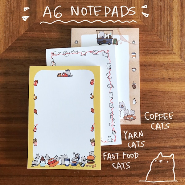 Cute Cat Notepad // Cat A6 Notepad