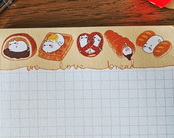 Pastry Cat Notepad // Bread cat notepad // Cat A6 notepad