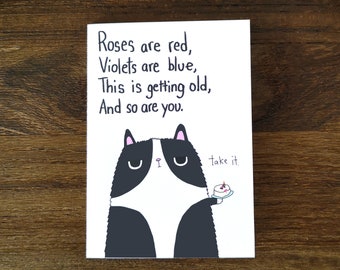 Funny Birthday Cat Card // Happy Birthday Cat Card // Rude Birthday Grumpy Cat Card