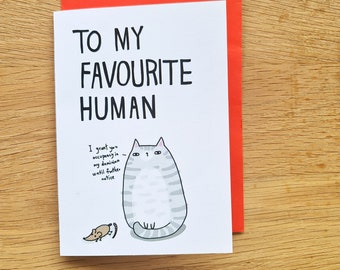 To my favourite human // favorite human // silly cat love card