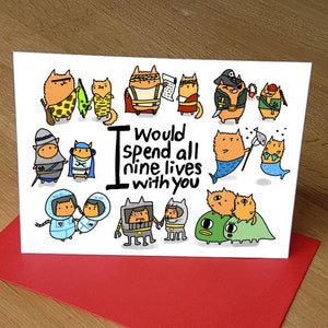 Lustige Katze Valentinstagskarte / 9 Live Valentines Karte / 9 Lives Love Karte