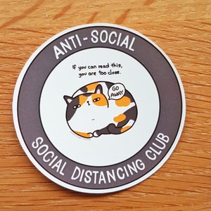 Anti-social social distancing club cat sticker image 2