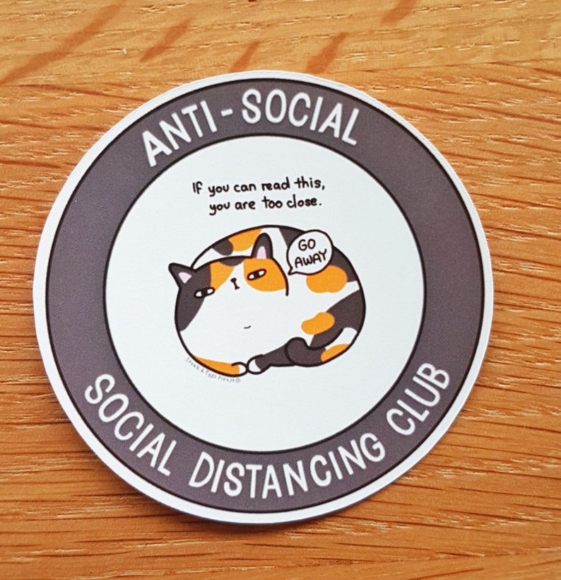 Anti-social social distancing club cat sticker image 2