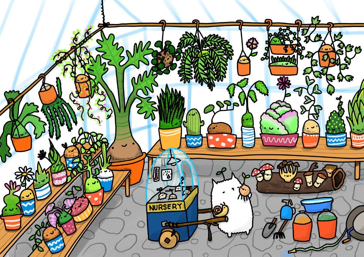 Plantbert's Plant House Print // Impresión de vivero // - Etsy México