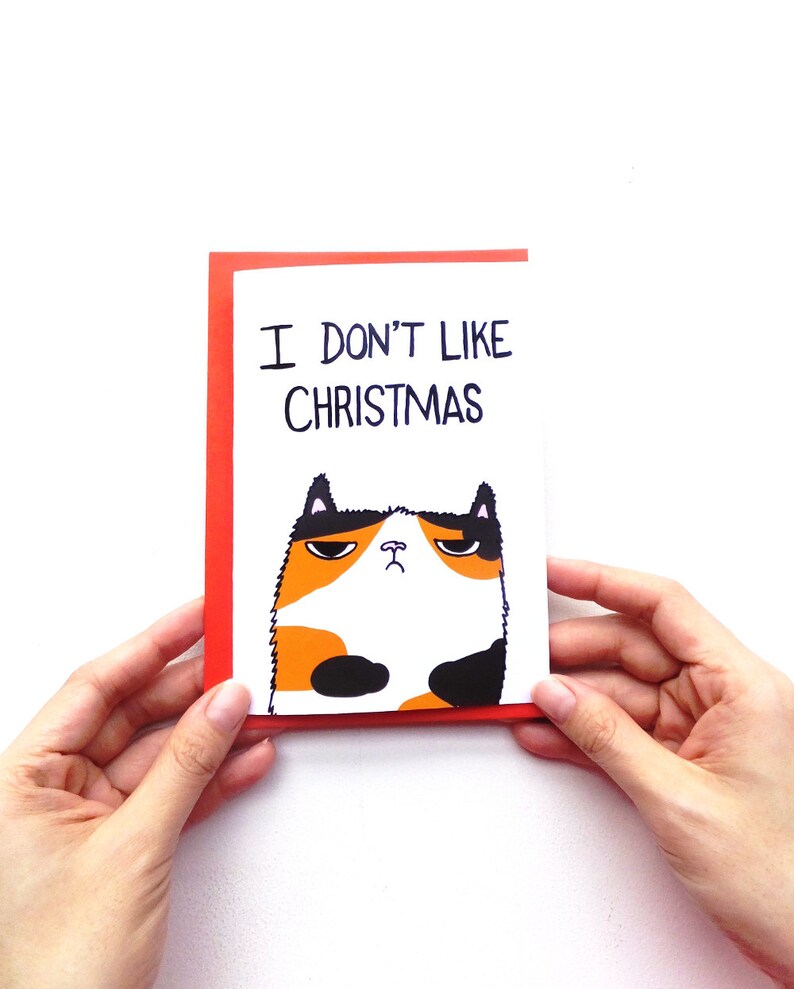 Grumpy Cat Christmas Card I Don't Like Christmas Cute Etsy