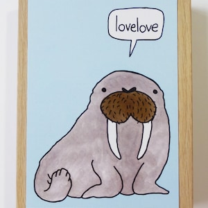 Lovelove Walrus Silly lustige Postkarte Valentine Karte Valentinstag Karte
