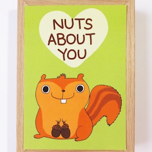 Eichhörnchen Valentines Postkarte / / Nüsse über Sie Postkarte