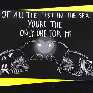 Von allen Fischen im Meer Karte / / Sie sind der einzige für mich Karte / / lustige Fische Liebe Karte / / lustige Horror Fisch Liebe Karte