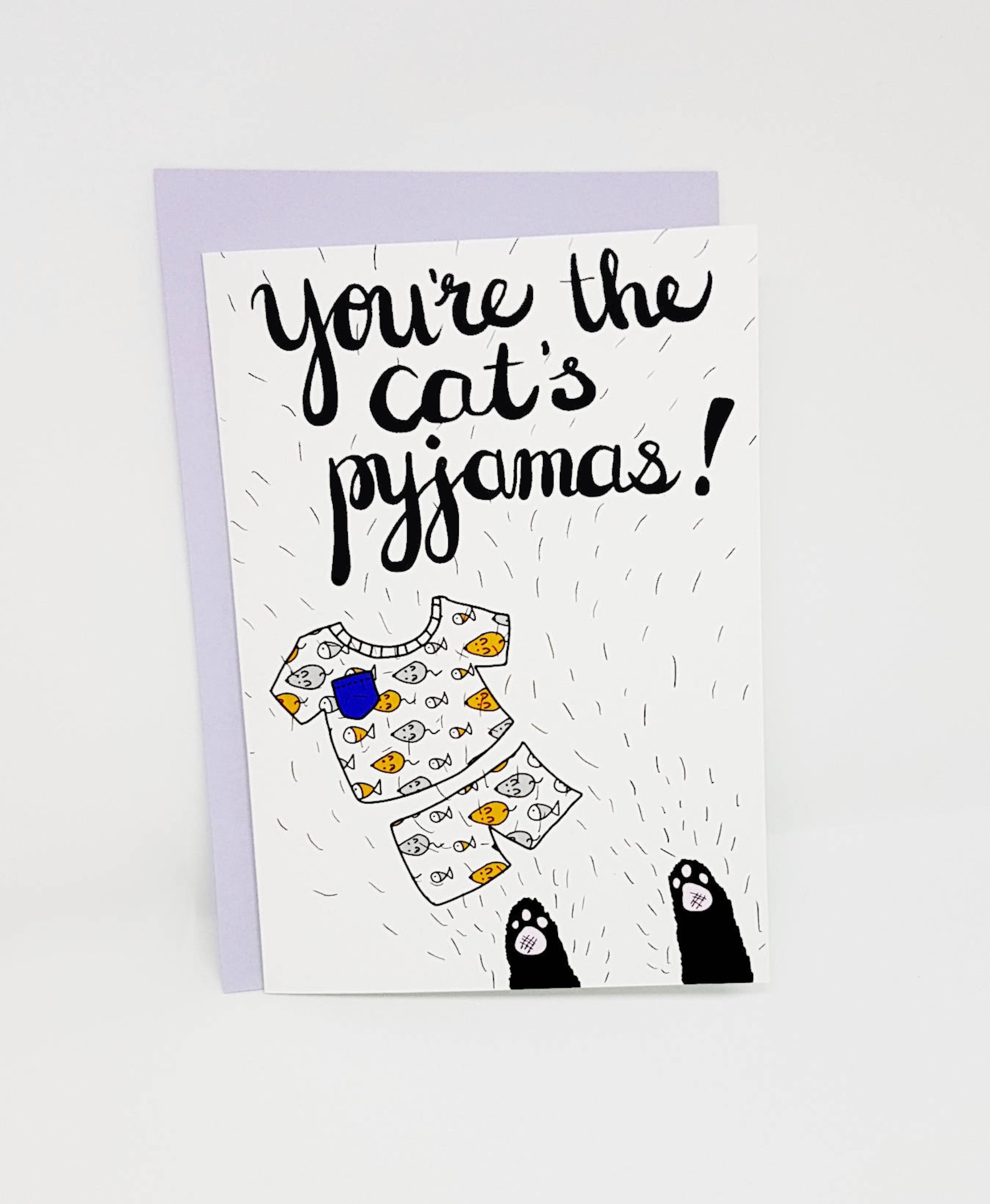 You're the Cat's Pyjamas Card // Funny Cat Card // Funny Cat Love Card ...