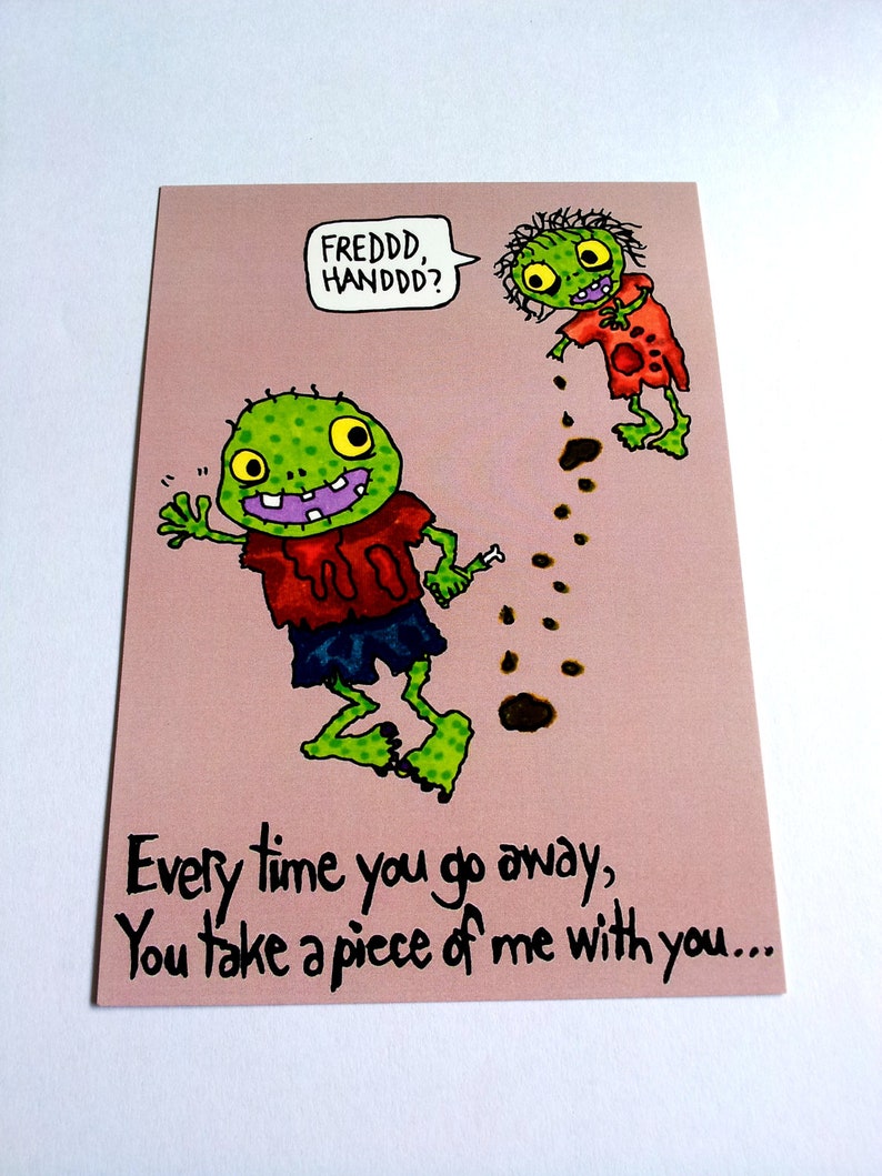 Zombie Missing you Love postcard image 2