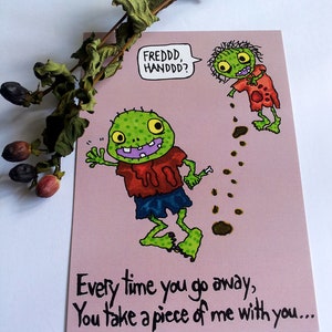 Zombie Missing you Love postcard image 1
