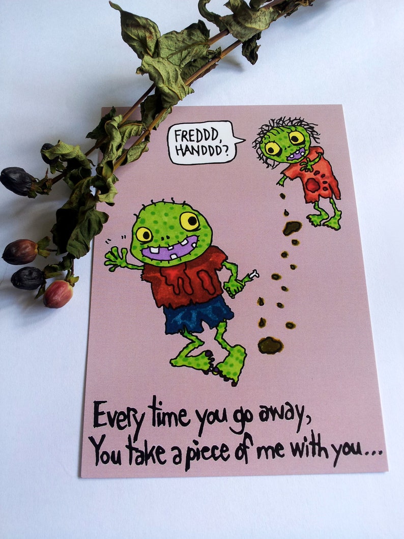 Zombie Missing you Love postcard image 1