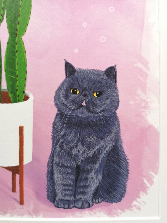 Katzen Print // Kurzhaar Katze // Kaktus Print - Etsy Schweiz