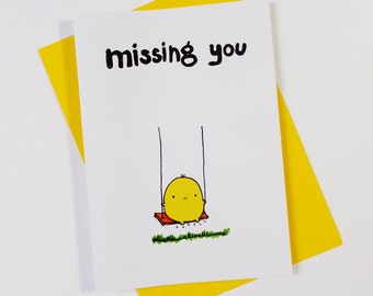 Missing you card lonely lump on swing card