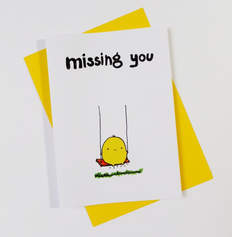 Missing you card lonely lump on swing card