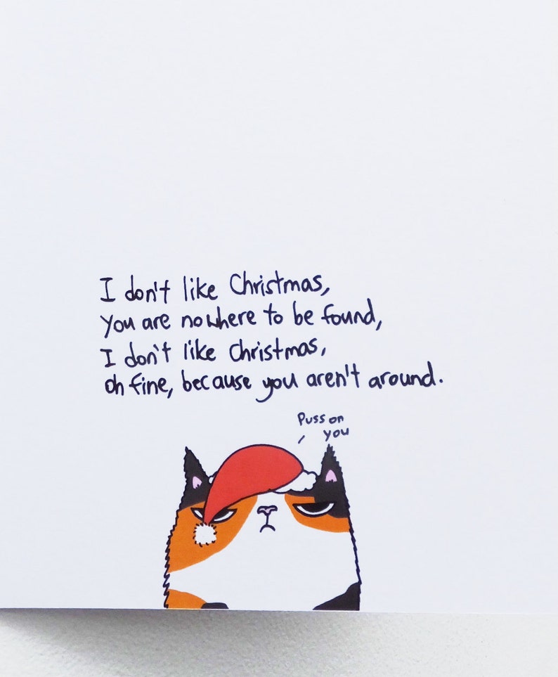 Grumpy Cat Christmas Card I Don't Like Christmas Cute Etsy