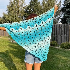 Blue Ombré Skull Shawl: Handmade Crochet Halloween Scarf