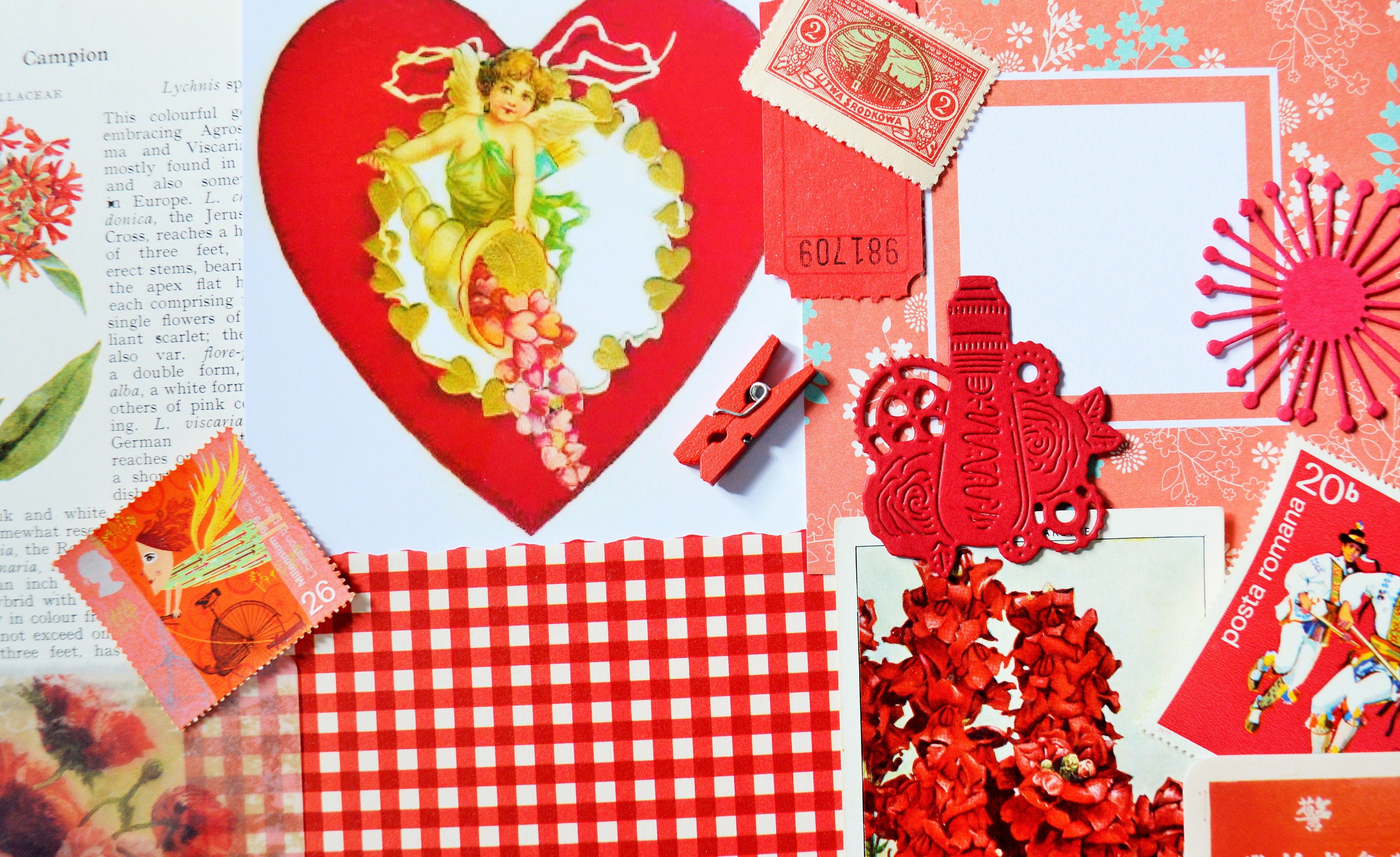 Red Theme Paper Ephemera Craft Collage Scrapbooking Pack - Etsy