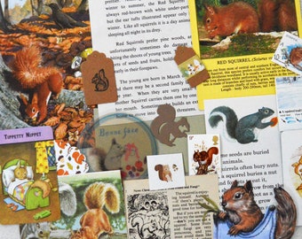Squirrels Theme Paper Ephemera Craft, Collage, Scrapbooking Pack, Nature Journal