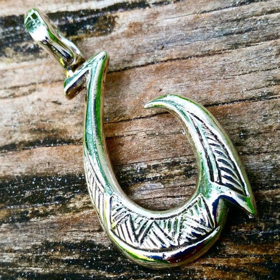 Tisurvival Makau Sterling Silver Fish Hook Pendant - Silver Fish Hook Pendant