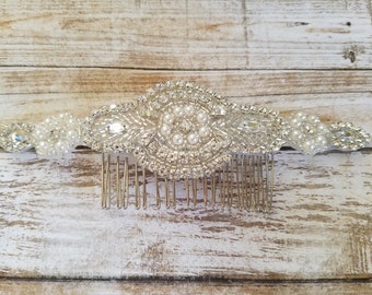 SALE - Wedding Hair Come, Crystal Rhinestone & Pearl COMB- Style H001COMB
