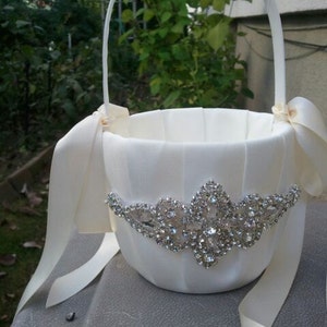 SALE - Wedding Flower Basket, Flower Girl Basket, Rhinestone Flower Basket  - Style BK1012