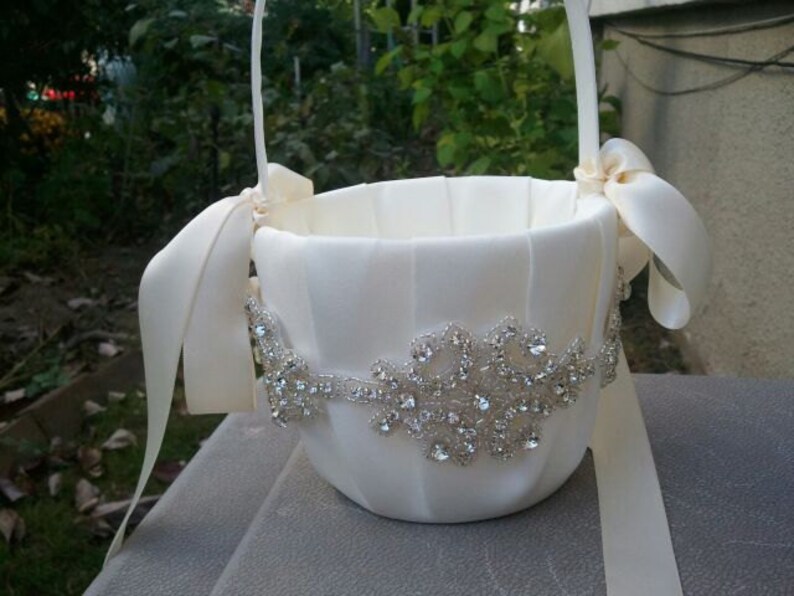 SALE Wedding Flower Basket Flower Girl Basket Rhinestone Etsy