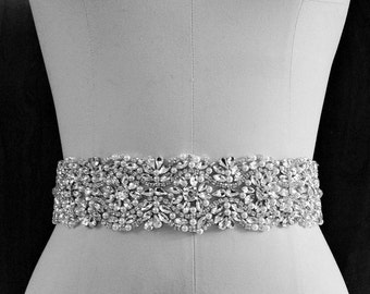 SALE - Wedding Belt, Bridal Belt, Sash Belt, Crystal Rhinestone & Off white Pearls - Style B788777