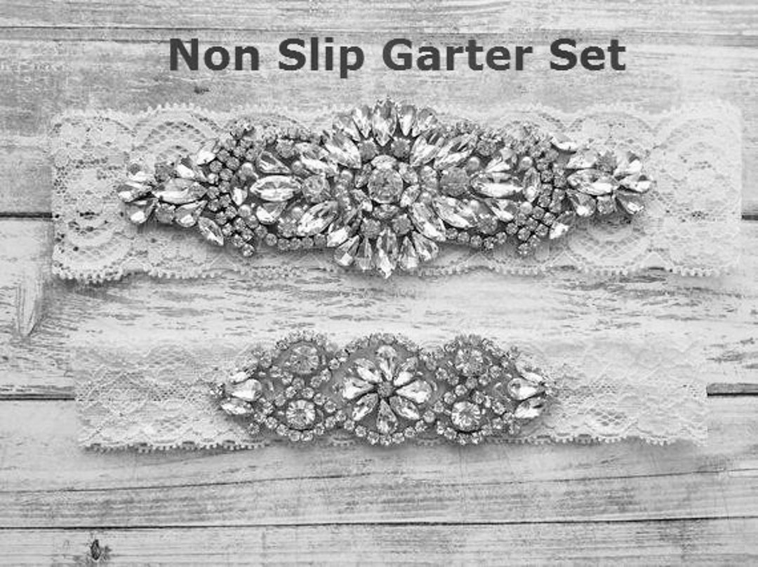 2 GARTERS wedding Garter and Toss Gartercrystal Rhinestones & a Small