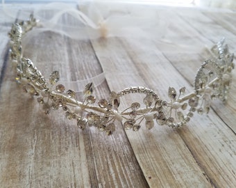 SALE - Wedding Headband, Crystal Rhinestone & Pearl Headband- Style H00505