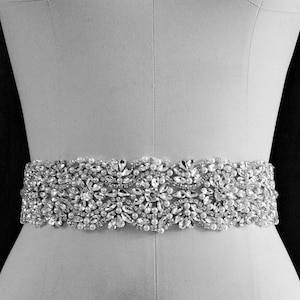 SALE - Wedding Belt, Bridal Belt, Sash Belt, Crystal Rhinestone & Off white Pearls - Style B788777