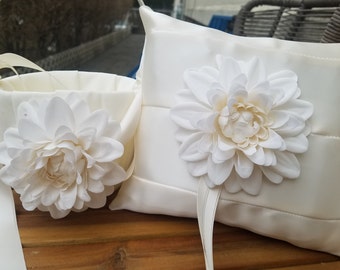 SALE - Wedding Flower Basket & Ring Bearer Pillow Set  - Style BKRP1055FL