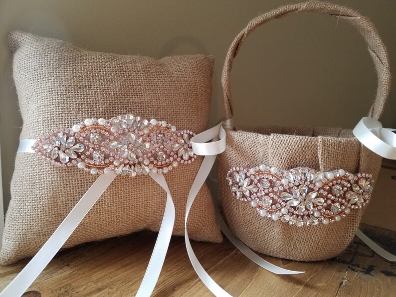 SALE Wedding Flower Basket & Ring Bearer Pillow Set Style Etsy