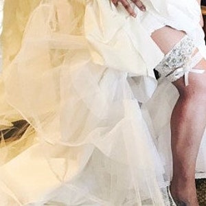 2 Garters Wedding Garter, Bridal Garter, Garter Set Crystal Rhinestone & Pearls Style G8001IVO image 2