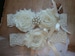 SALE - Shop Best Seller- Wedding Garter Set- Ivory Flowers on a Ivory Lace with Pearl & Rhinestone - Style G291