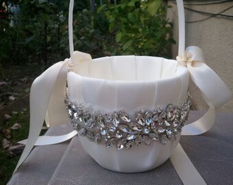 SALE - Wedding Flower Basket, Flower Girl Basket, Rhinestone Flower Basket  - Style BK1006