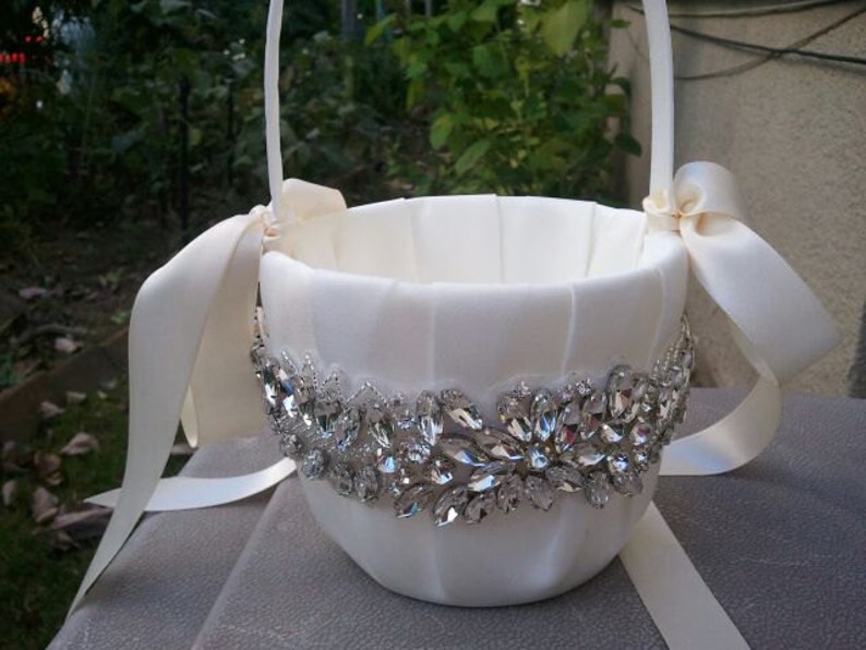 SALE Wedding Flower Basket Flower Girl Basket Rhinestone Etsy