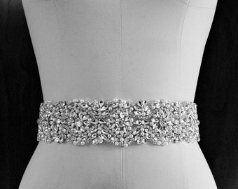 SALE - Wedding Belt, Bridal Belt, Sash Belt, Crystal Rhinestone & Off white Pearls - Style B788777