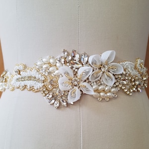 SALE - Wedding Belt, Bridal Belt, Sash Belt, Crystal Rhinestones with Gold Setting/Frame -  Style B232821G