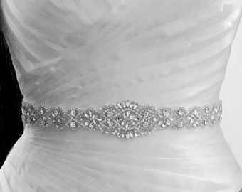 Wedding Belt, Bridal Belt, Sash Belt, Crystal Rhinestone & Off White Pearls  - Style B200099T