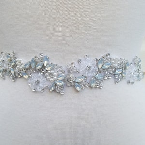 SALE - Wedding Belt, Bridal Belt, Sash Belt, Crystal Rhinestone, Light Blue stones  - Style B707500