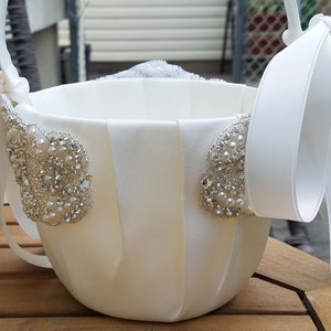 SALE Wedding Flower Basket, Flower Girl Basket, Rhinestone Flower Basket Style BK855 image 2