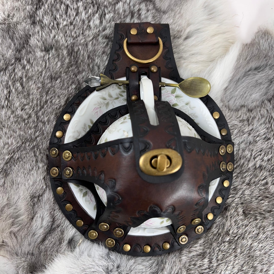 Dark Brown Leather Tea Cup Holster Etsy