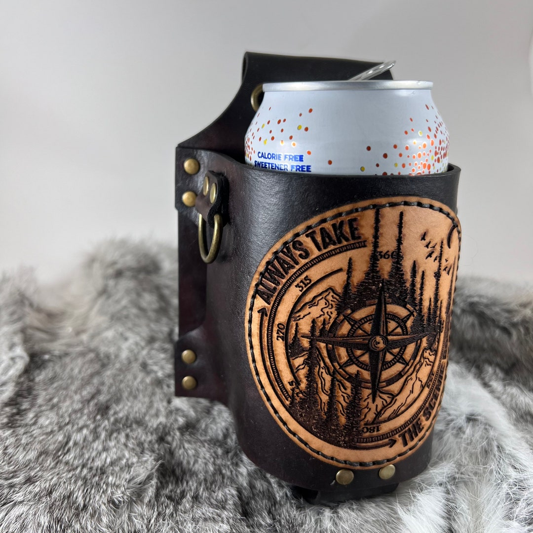 Dark Brown Leather Drink Holster, for Belts Etsy
