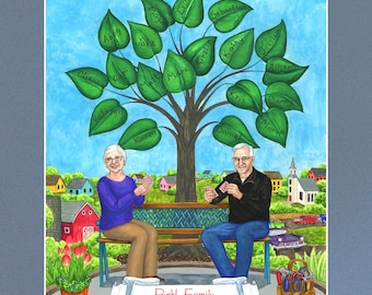 Custom 80th Birthday Family Tree Painting, Personalized Keepsake Gift