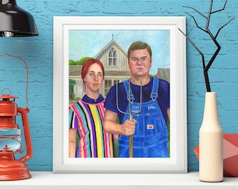Personalized American Gothic Portrait – Funny Anniversary Gift