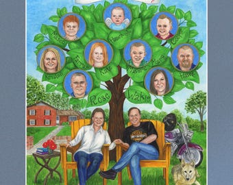 Personalized Family Tree Painting – Custom 60th Birthday Gift