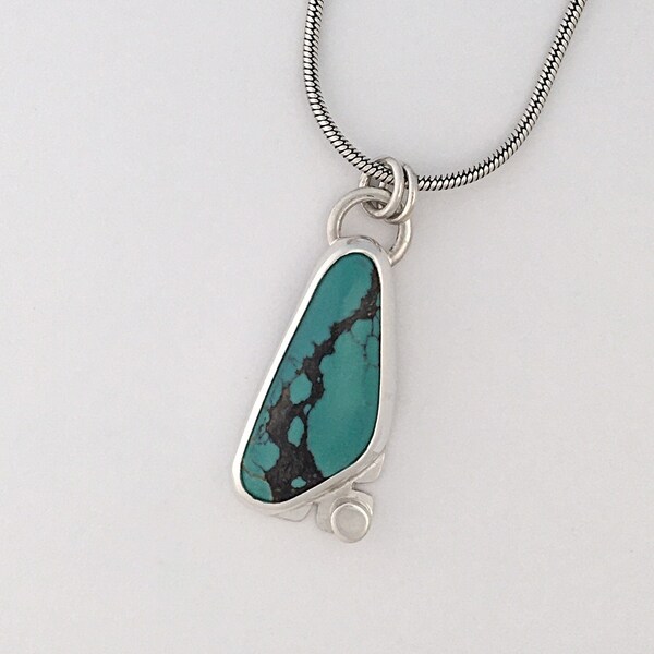 Hubei Pendant, Turquoise Necklace, Wandering Designs, Silversmith Jewelry, Artisan Jewelry, Gemstone, Handmade, Metalsmith