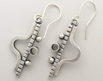 Handmade Sterling Silver Dangle Earrings: Artisan Silversmith Jewelry, Recycled