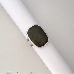 Moss Agate Ring, Statement Jewelry, Wandering Designs, Handmade, Sterling Silver, Artisan, Silversmith, Metalsmith, Recycled, Size 7.75